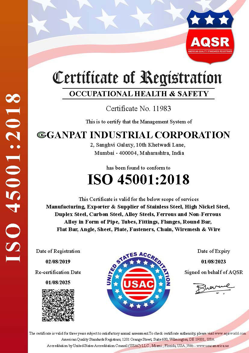 ISO 45001:2018 Certified